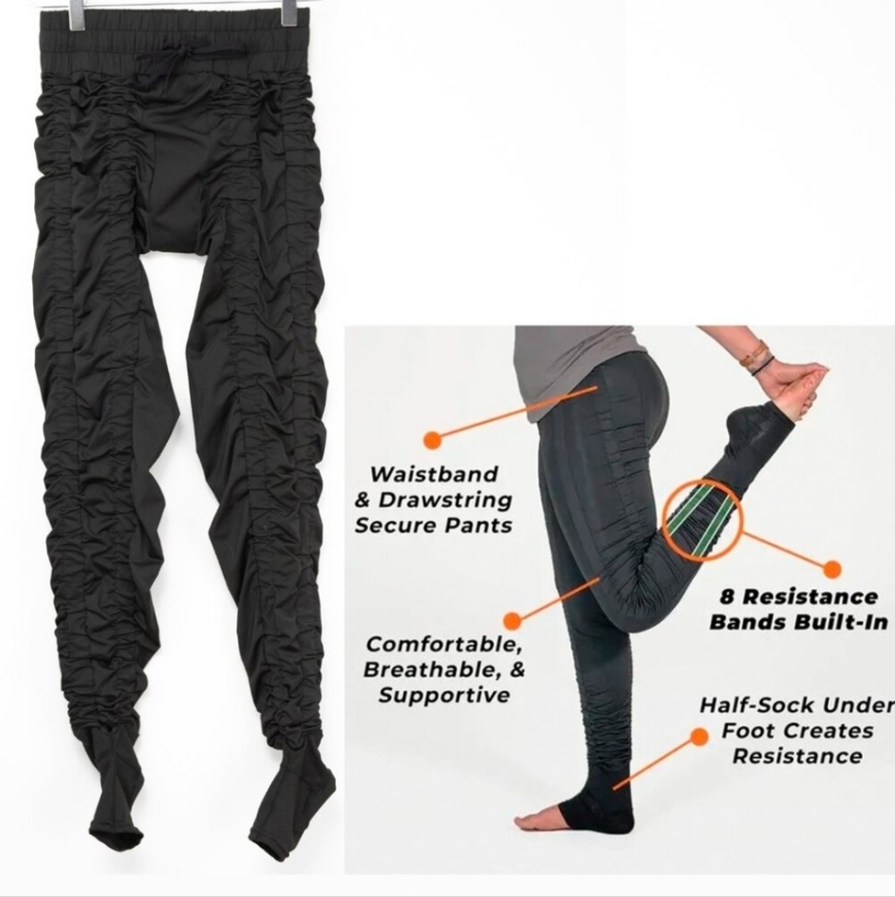 AGOGIE Workout Pants +20 Resistance Resistance Band Gym Black Size Medium